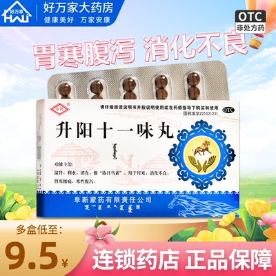 【阜药】升阳十一味丸(那仁满都拉)0.2g*60粒/盒(每10粒重2g)水肿胃寒腰痛腹泻