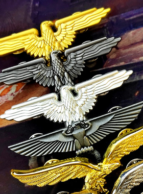 欧美空军老鹰翅膀徽章飞行员胸针复古铜色金银帽徽纪念勋章