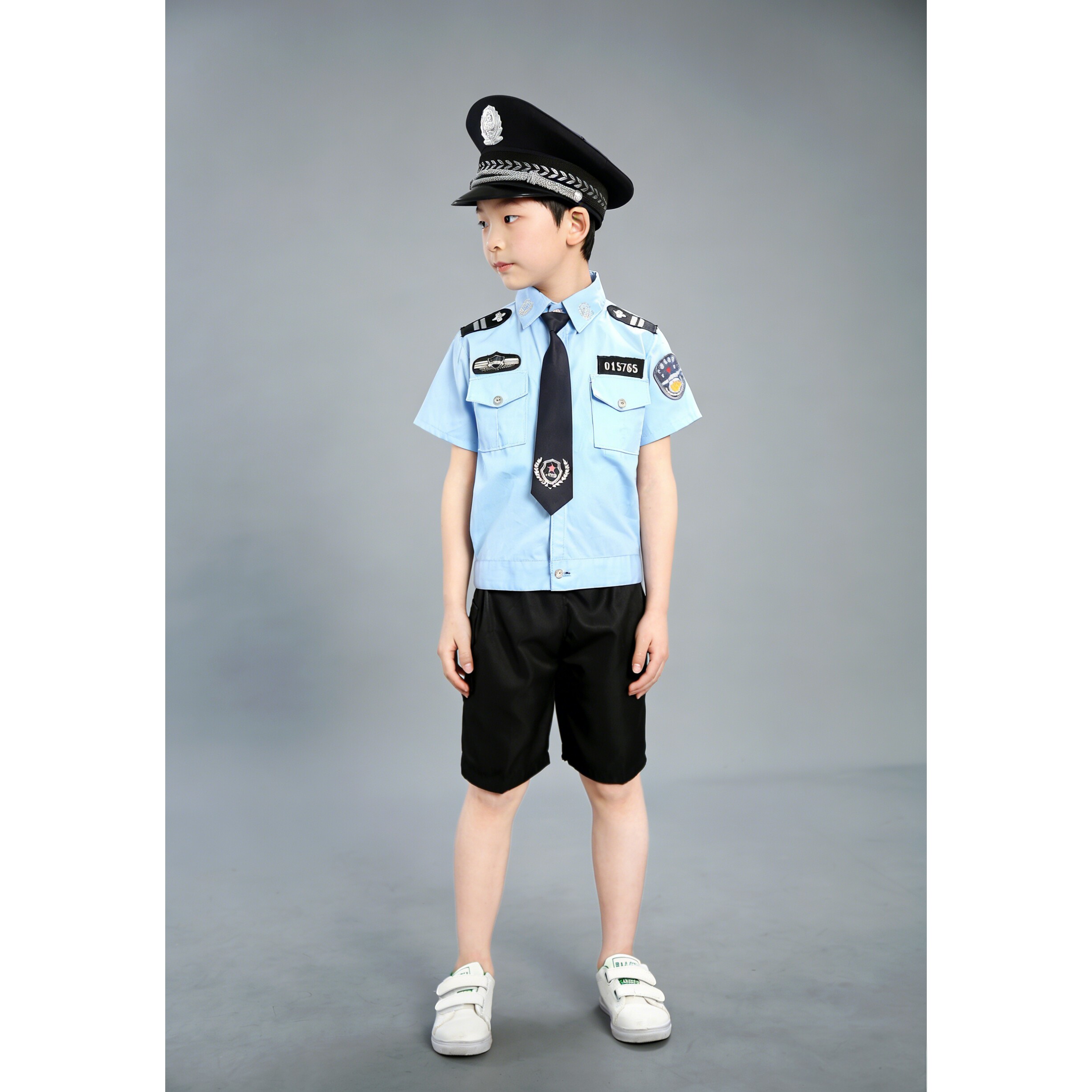 儿童警察服男童短袖警官制服小交警角色扮演表演服装套装