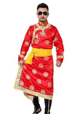 日常蒙古服装蒙族男装演出服少数民族男士长袍成人草原舞蹈表演服