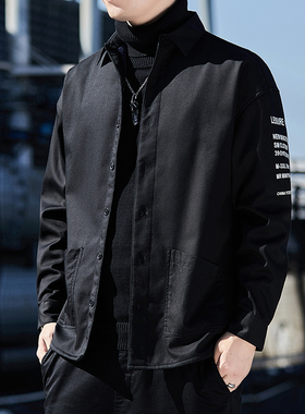 新款纯棉秋冬季加绒加厚衬衫男长袖保暖工装工作服上班外套男黑色