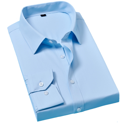 春秋新款男士长袖纯色潮修身衬衫