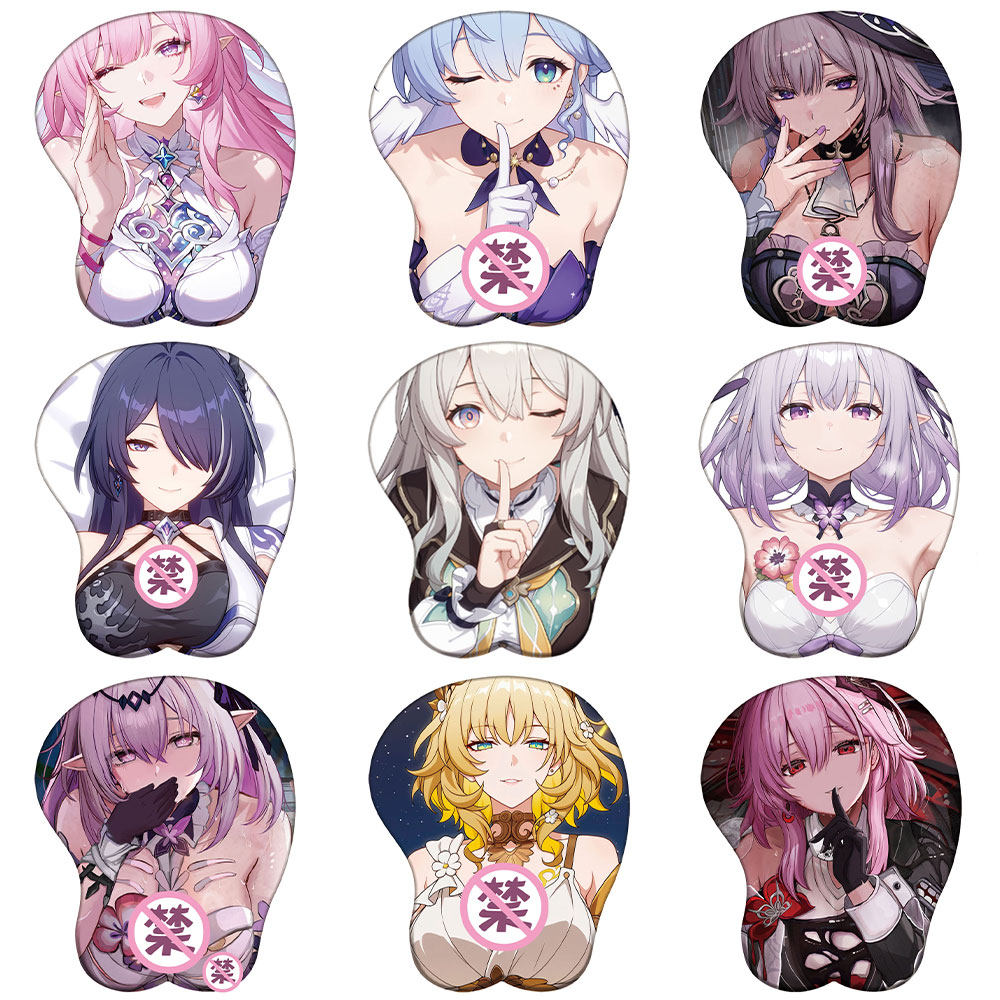 Star Rail 3d鼠标垫昔涟瑕蝶长夜月大黑塔流萤硅胶胸手腕垫周边