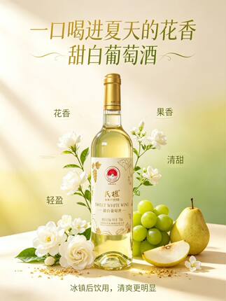 民权新品福利-甜白葡萄酒全汁11.5低度女士微醺甜酒冰镇裸瓶整箱