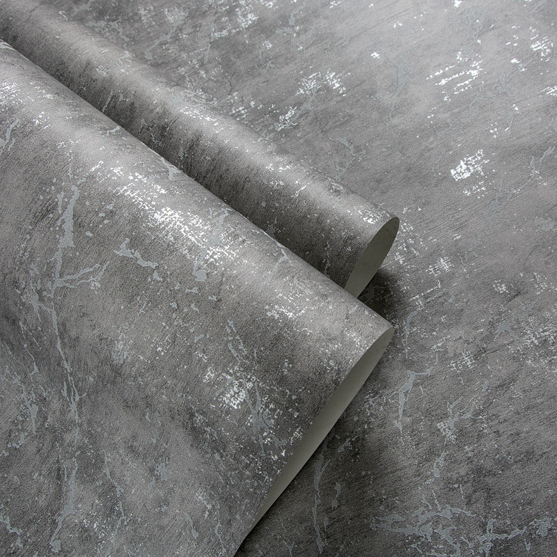 复古工业风灰色水泥墙纸斑驳素色纯色无纺布壁纸饭店服装店办公室