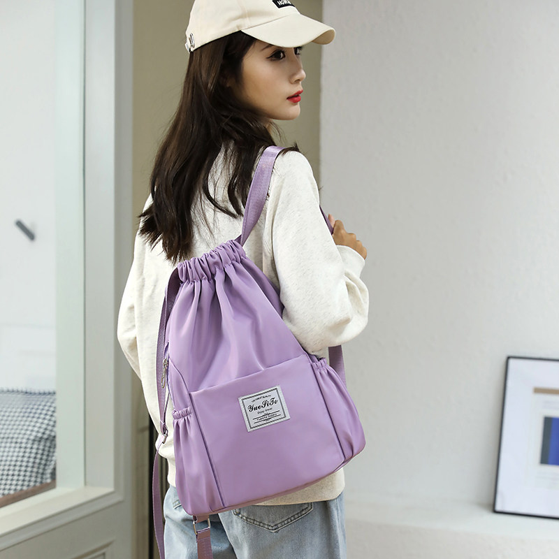 DRAWSTRING BACKPACK NEW KOREAN VERSION OF WOMENS LIGHTWEIGHT NYLON CLOTH BACKPACK FASHION SPORTS TRAVEL BAG VERSATILE GYM BAG
