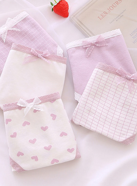 少女内裤女纯棉透气女士全棉裆女生夏季日系中腰薄款学生短裤