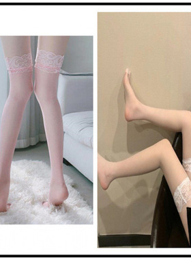 蕾丝花边袜日系白色丝袜蕾丝花边过膝长筒袜薄款可爱女大腿袜