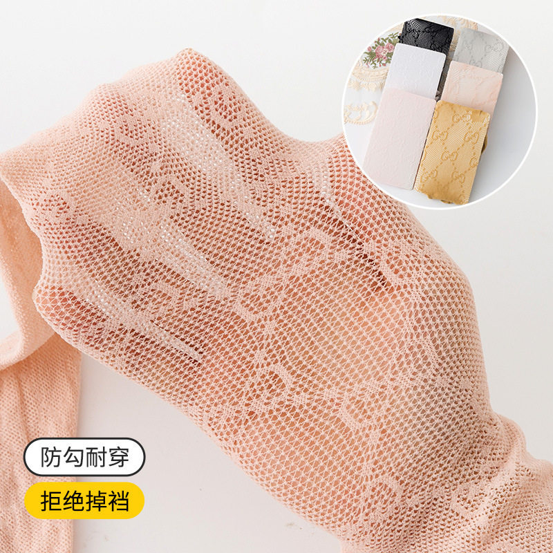 潮流春夏新品女童提花镂空网眼蝴蝶结连裤袜儿童韩版GG字母网裤袜