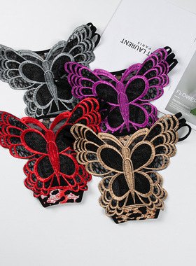 爆款高档蝴蝶豹纹刺绣内裤诱惑镂空细带女士红色大码性感内裤