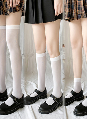 jk袜子女小腿袜夏季薄款白色日系学院风显瘦天鹅绒条纹学生长筒袜