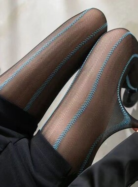 竖纹虾线灰色丝袜麦穗纹黑丝性感蓝色吊线打底裤女式超薄连裤袜