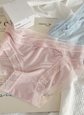工厂内裤女士夏季薄款抑菌纯棉裆无痕中腰性感蕾丝边少女三角底裤