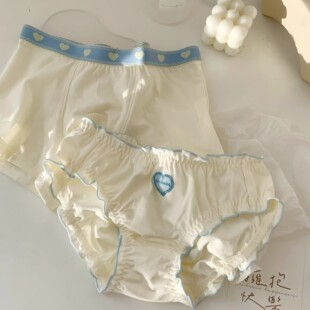 七夕情人节两件装纯欲情侣内裤一男一女纯棉系带日系甜美三角短裤