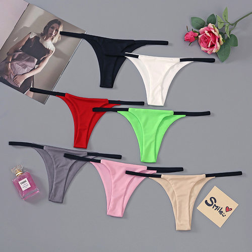 美纯菲女士丁字裤欧美勒阴运动不夹臀纯欲细带外贸健身瑜伽蜜桃臀