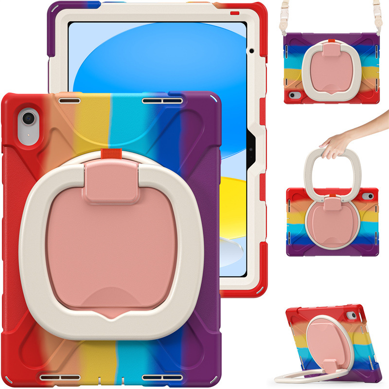 适用苹果iPad 10th旋转PC支架平板保护套iPad 2022背带硅胶防摔壳