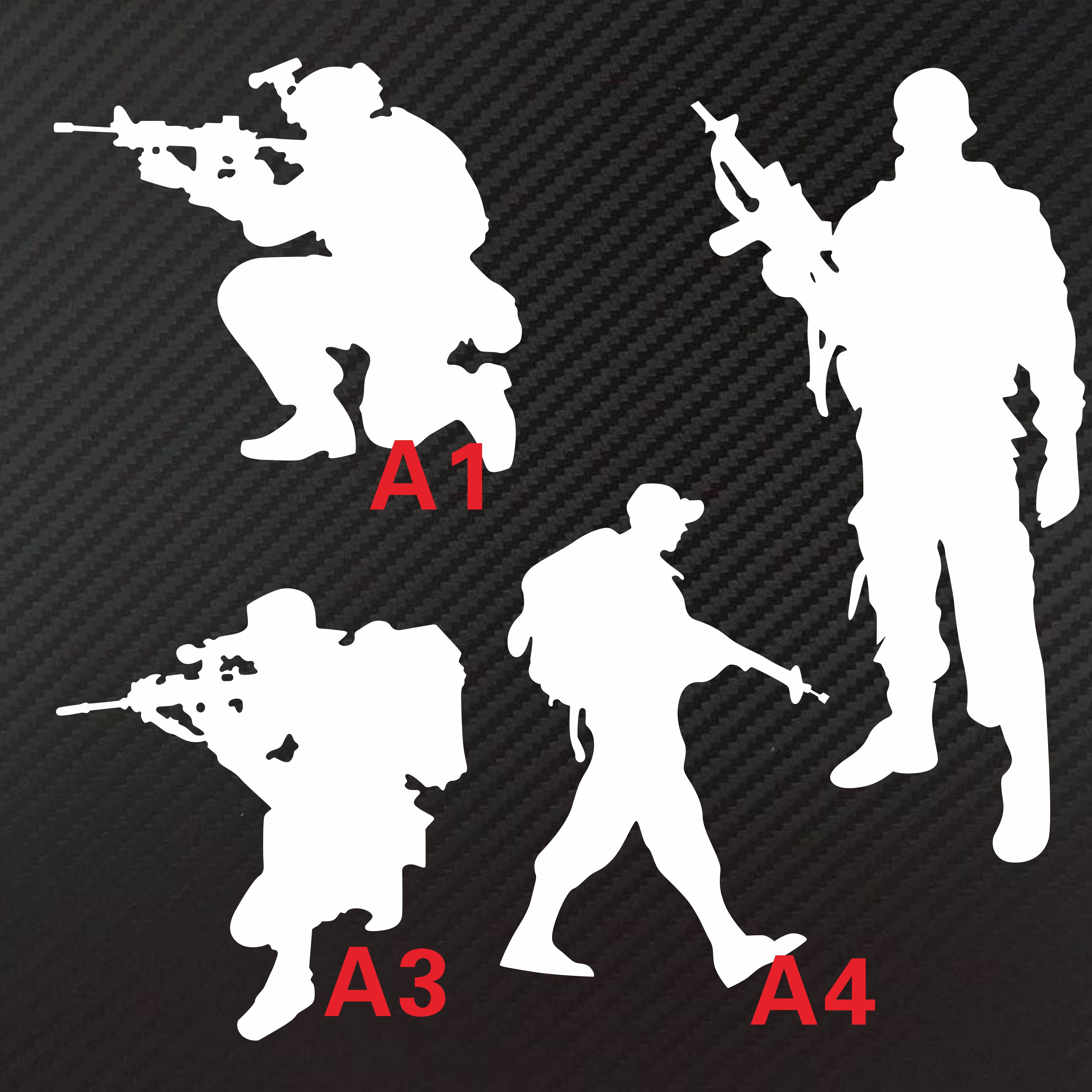 汽车反光装饰拉花 巡逻士兵 车身机盖剪影射击瞄准镜车门玻璃贴纸