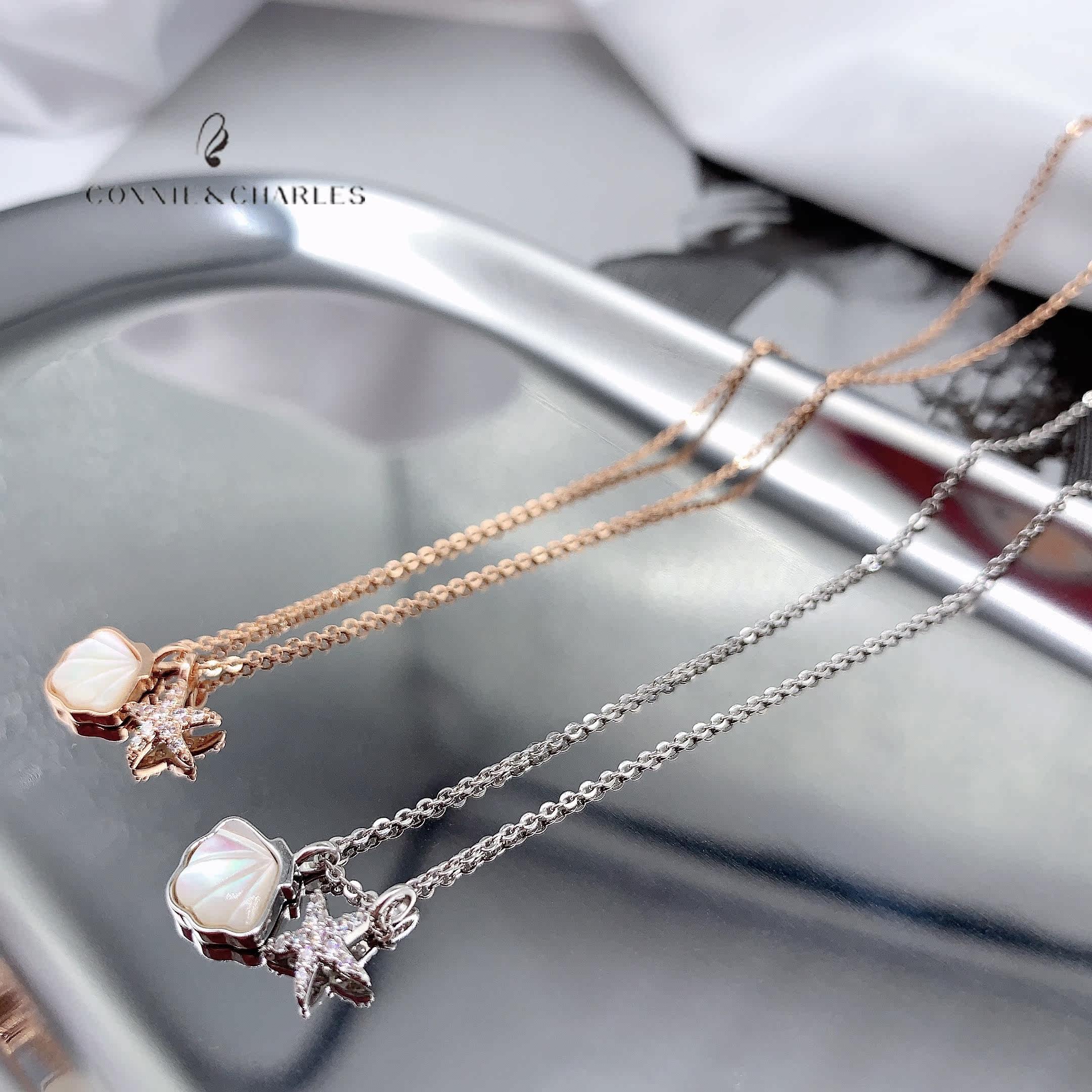 CONNIE&CHARLES 简约女生项链自主设计小众饰品贝壳520项链