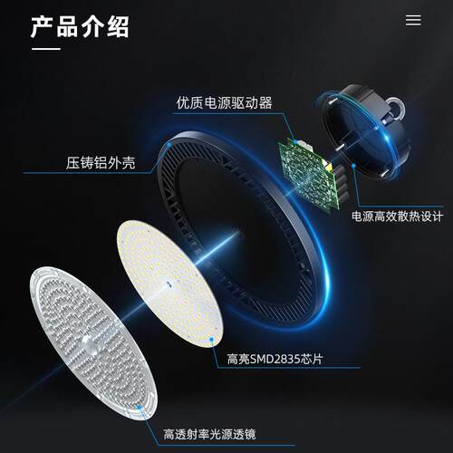 工程工矿灯ufo定制led100w150w200w天棚工厂仓库车间照明灯