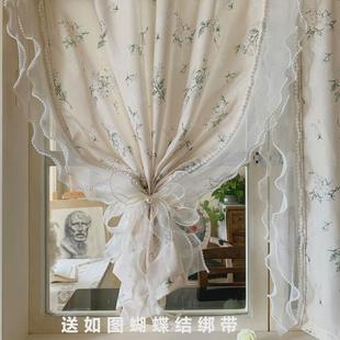 田园免打孔自粘贴客厅飘窗落韩式 s丶法式 半遮光窗帘布透光不透人