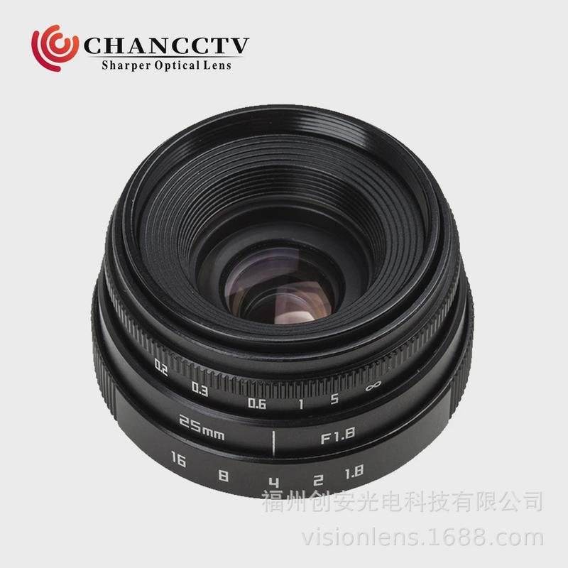 fujianlensc黑色微单镜头25mmf1.8口相机镜头厂家销售2518镜头