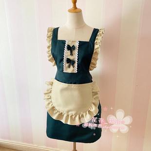 时尚 韩版 半防水防油家用网红公主女花边可爱日系厨房女仆围裙美甲