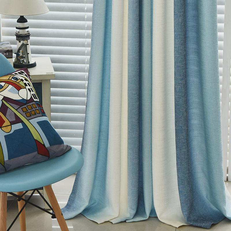 窗帘北欧ins风2021年简约现代新款客厅轻奢渐变色地中海卧室遮光