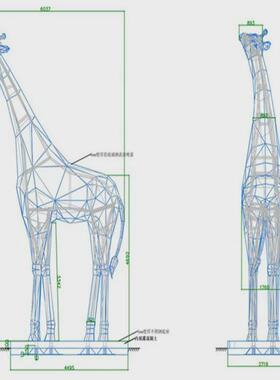 不锈钢雕塑园林景观镜面几何块面鹿摆件铁艺抽象切面拉丝小鹿装饰