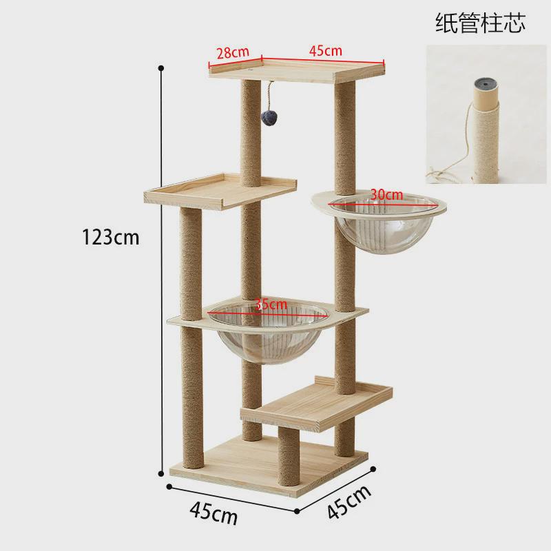 玩四季通用猫窝猫树一体太空舱木质猫架猫跳台猫抓柱猫实木猫爬架
