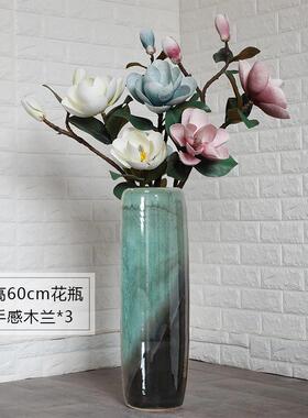 景德镇干花落地大花瓶客厅欧式陶瓷现代简约电视柜插花装饰品摆件