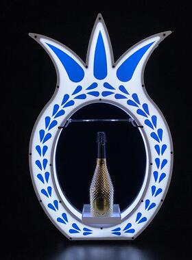 青花瓷菠萝led七彩座酒酒具墨西哥龙舌兰酒架酒吧洋酒道具展示架