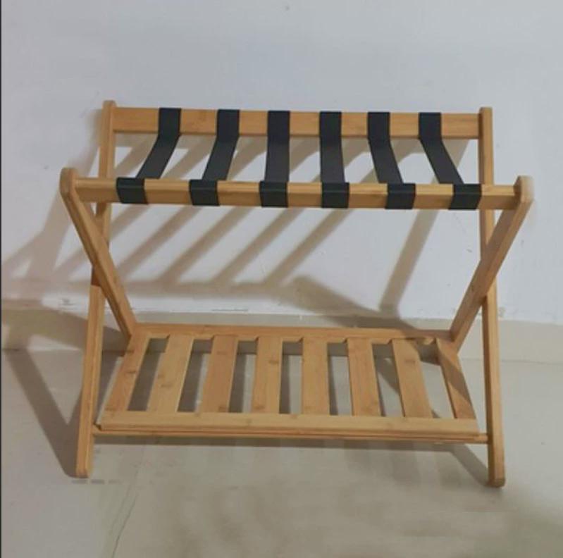 楠竹折叠行卧室工厂置物架酒店客房行李箱架源头双层竹制行礼架