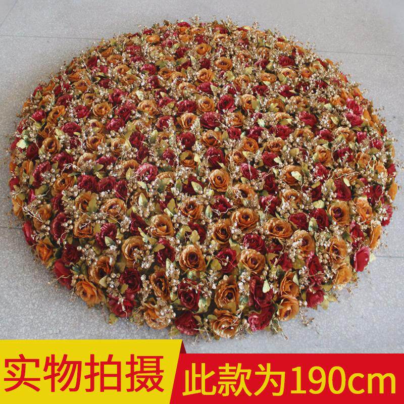 酒店餐桌花摆件饭店绢花装饰花插花餐桌桌花电动转盘圆形花艺
