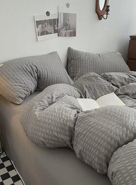 iyr7双人小泡泡水洗棉四件套浪漫紫色被套夏季薄款1.8床单宿舍三