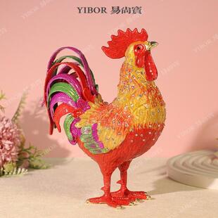 金属创意家居烧手工艺品中式七宝装饰乔迁礼品珐琅彩招财公鸡摆件