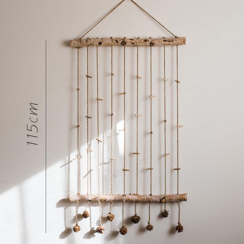 3ew1天然白桦木照片墙装饰垂吊夹子挂墙幼儿园壁挂饰工作室花店橱