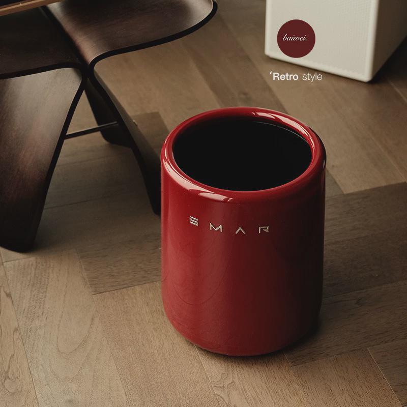 高颜客厅家用大容量12l垃圾桶复古红色无盖值厨房卧室收纳桶纸篓