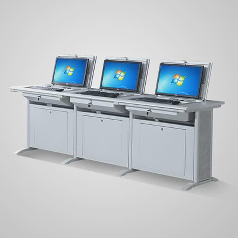 半电脑桌培训桌学生电脑翻转桌翻转嵌入式隐藏桌电教室机房学生桌