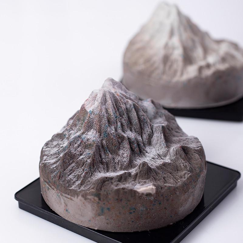 火山慕斯模具雪山硅胶磨山形冰淇淋寸圆形冰山蛋糕立体长白山天池
