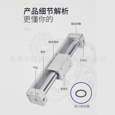 无基型气动smc杆气缸cy3r/cy1r10/15/20/25/32-100/200/300磁偶式