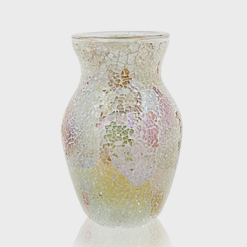 钢化粉色新品马赛克玻璃花瓶时尚家居客餐厅装饰摆设花插