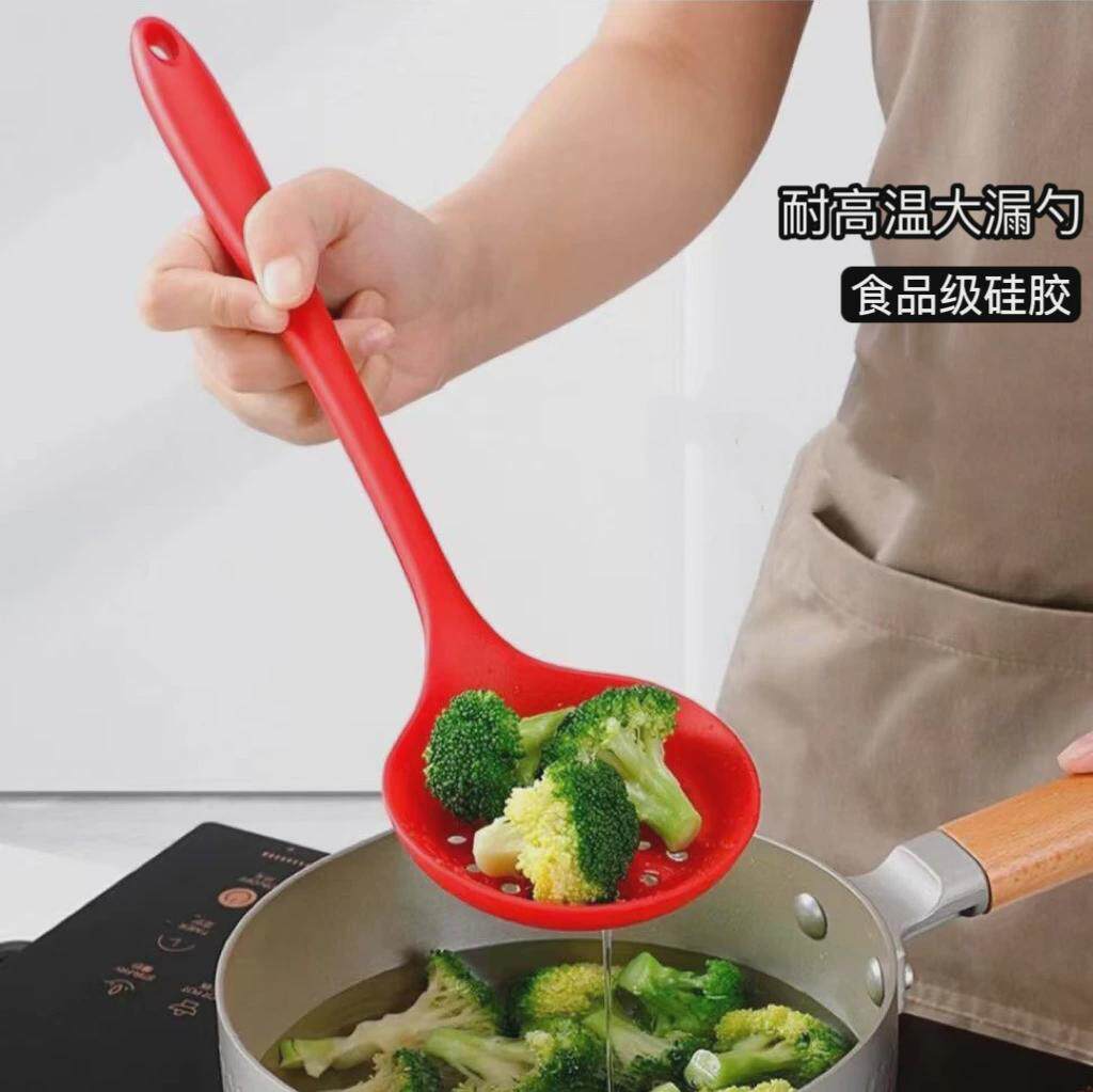 日本高品质食品级硅胶捞篱大漏勺厨房捞饺子捞面勺耐高温捞粉勺汤
