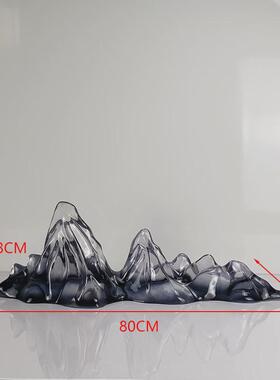 透明假山雕塑树脂摆件会所酒店别墅大堂前台样板间售楼处软装饰品