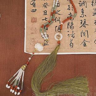 国风压襟汉服吊坠装饰项链新中式古风背云流苏璎珞马面裙旗袍配饰