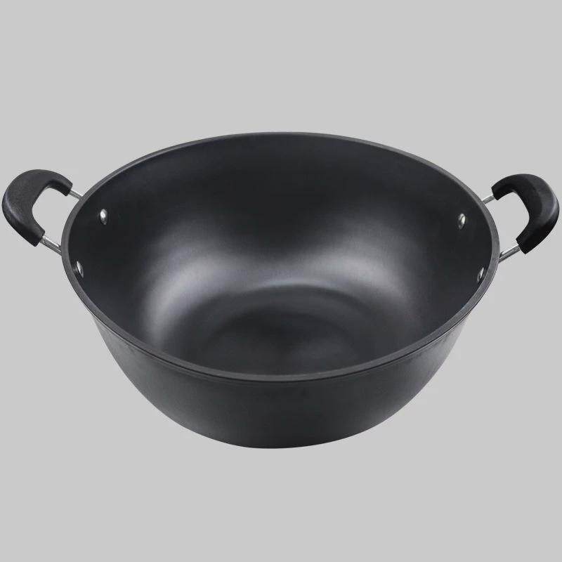 加深铁锅不粘锅无涂层家用深型双耳章丘铁锅炖菜锅炒菜锅老式加厚