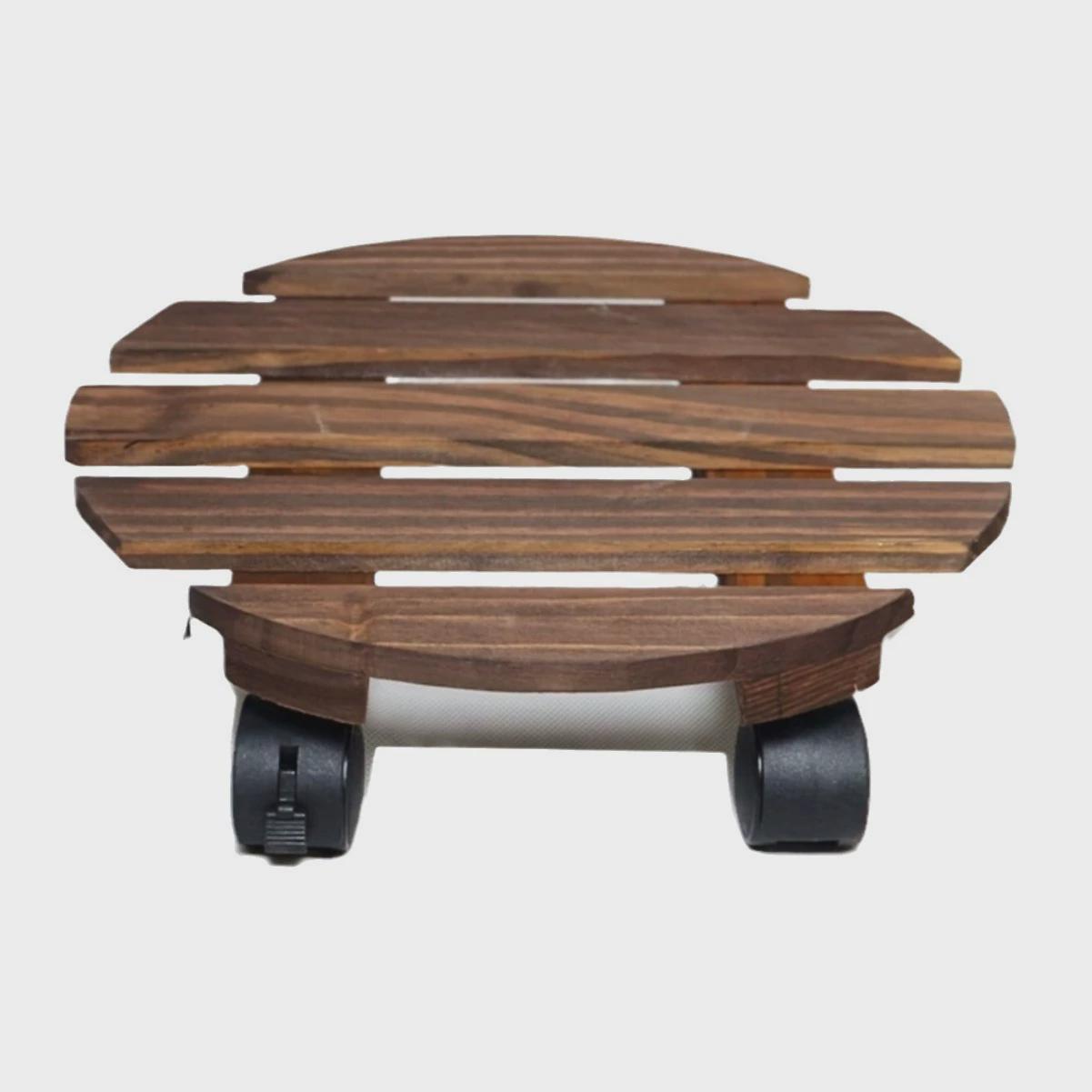 木制可移动花盆托盘两个装户外园林工具带滚轮万向轮制底座实木