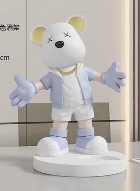 创意迎宾熊红酒架酒柜装饰品摆件轻奢高档家居客厅玄关餐边柜摆设