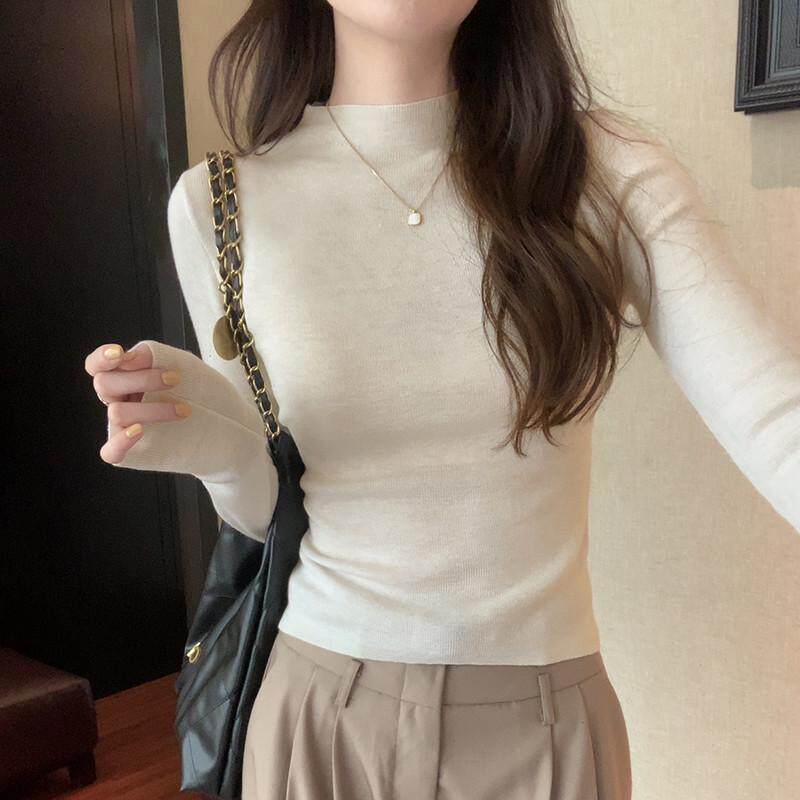半高领打底毛衣女薄款开春内搭收腰衫短款独特漂亮初春小