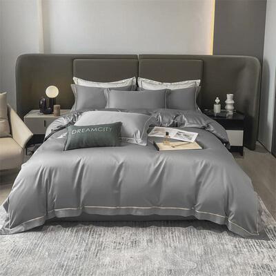 民宿全棉贡缎素色套件60s长绒棉四件套床上用品欧式邂逅轻奢套件