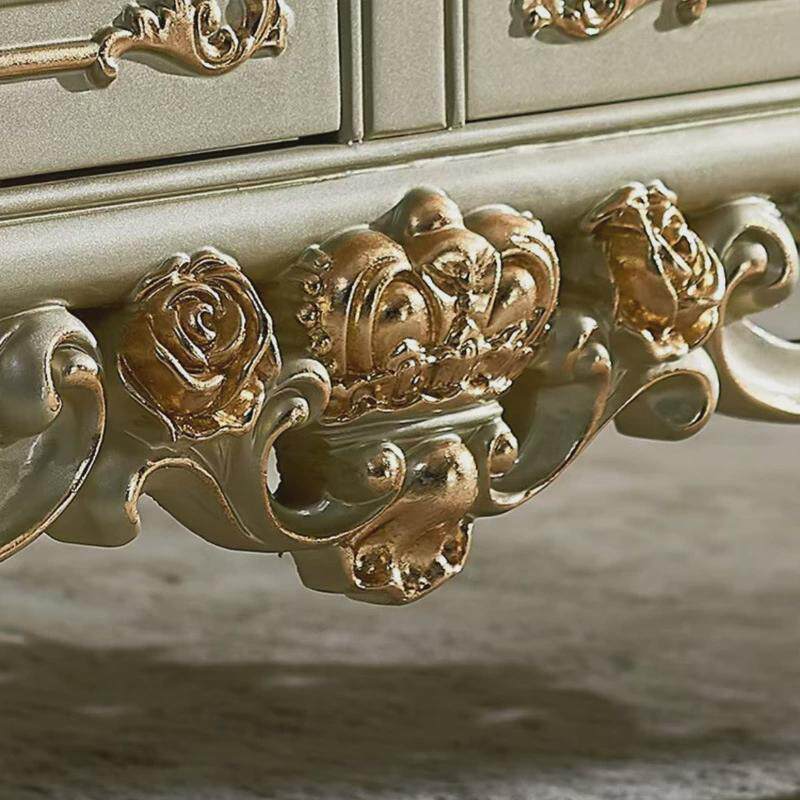 欧式大理石橡木茶几客厅大户型别墅高档全实木奢华复古欧式茶几